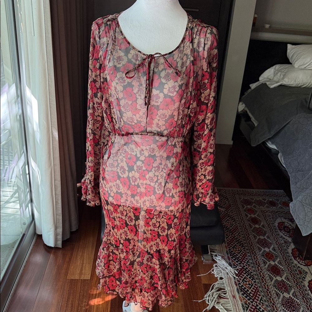 Ralph Lauren Double RL Red Floral Long Sleeve Dress